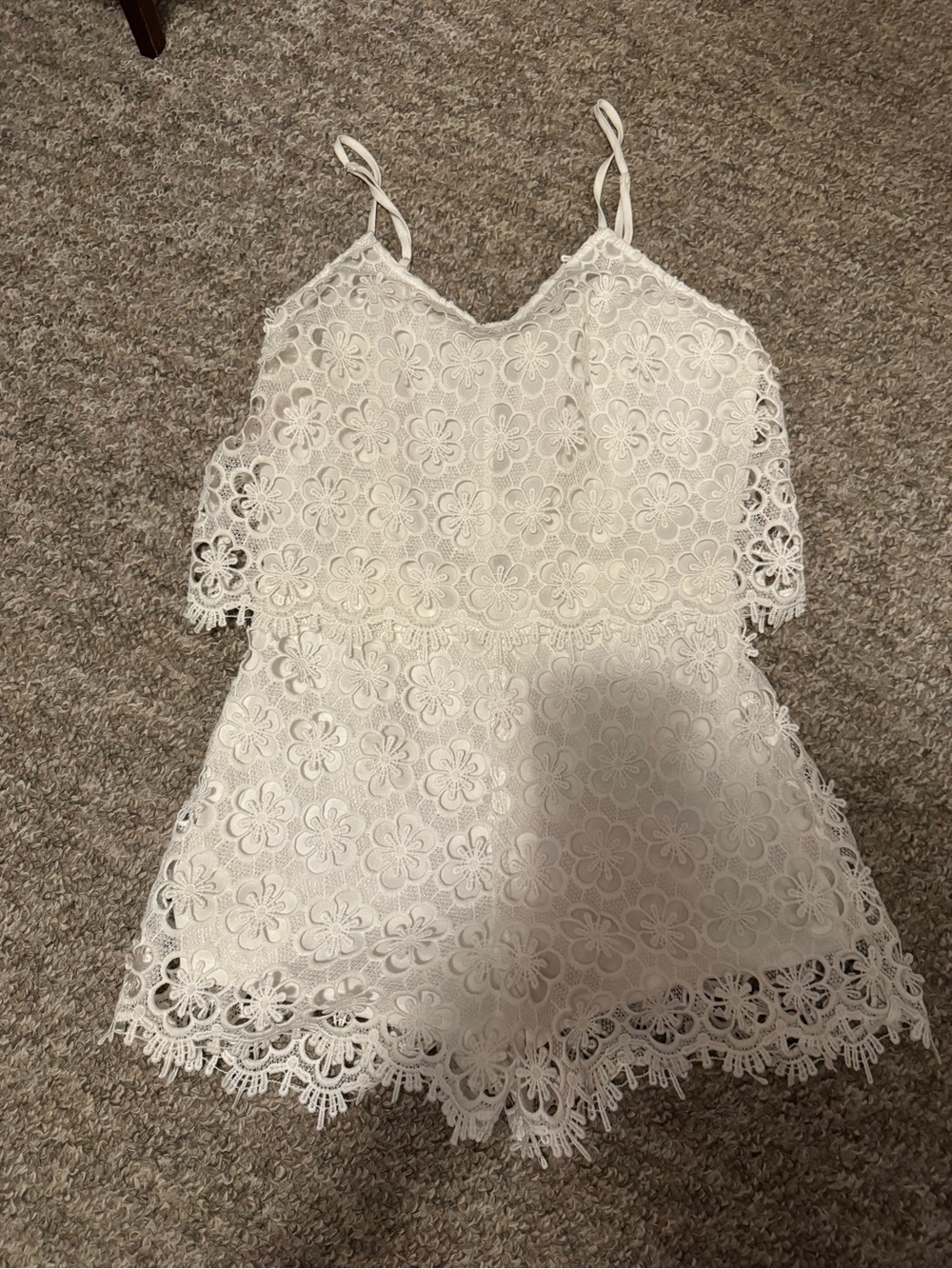 Kiss & Cry from Wet Seal Lace Floral Cami Romper in White NWT